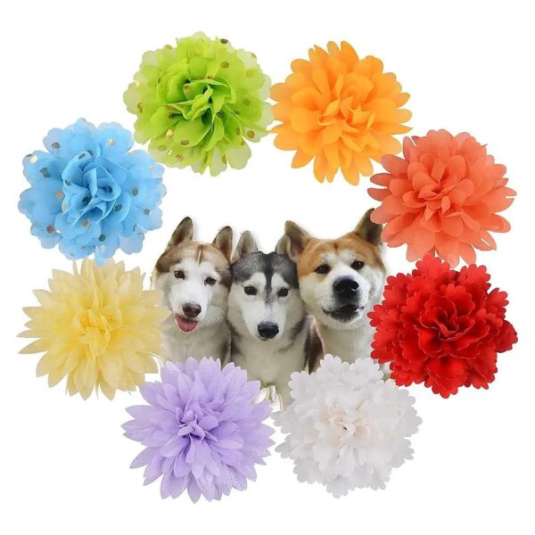 Colored Flower Collar Charms for Medium Large Dogs and Other Pets