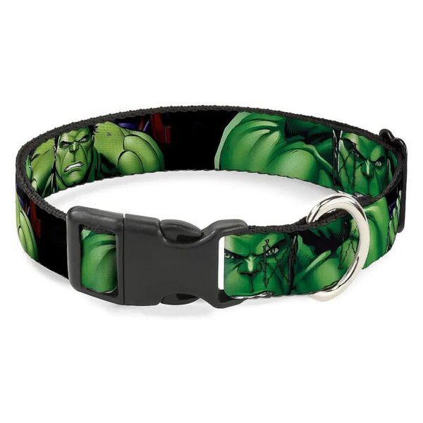 Colored Marvel Hulk Dog Collar with 0" Wide Polyester Fabric and Plastic Buckle