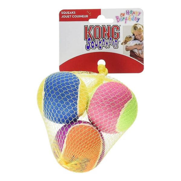 Colorful Birthday Medium Size Rubber Squeaker Tennis Balls for Dogs