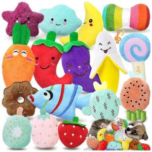 Colorful Cute Squeaky Dog Toys Set for Small Puppies Teeth Cleaning and Chewing Fun