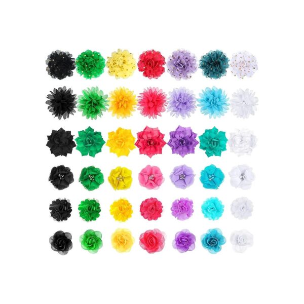 Colorful Dog Collar Flowers for Dogs - 42 Pcs Pet Accessories Embellishments