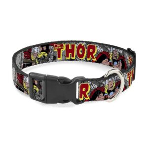 Colorful Dog Collar featuring The Mighty Thor Action Poses for Pet Owners