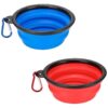 Colorful Pack of 2 Collapsible Silicone Dog Cat Food Water Bowls with Carabiner Clip