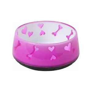 Colorful Pink Dog Food and Water Bowl for Small to Medium Sized Dogs