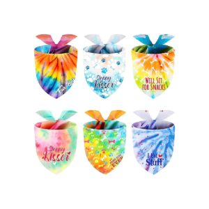 Colorful Tie Dye Pet Bandanas Adjustable Reversible Dog Scarf Small Breed Dog Costume