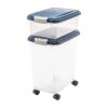 Combo Pet Food and Treat Storage Container with Airtight Seal and Wheels in Navy Blue