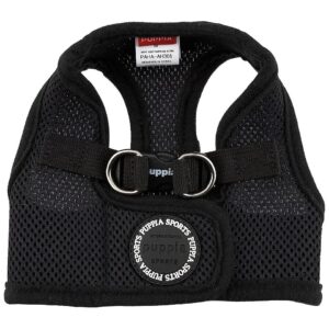 Comfort-Designed Polyester Black Dog Vest Harness with Embroidered Rubber Label Medium