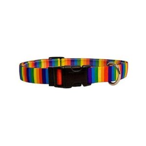 Comfort-Focused Rainbow Stripe Polyester Cat Collar for Small to Medium Breed Dogs