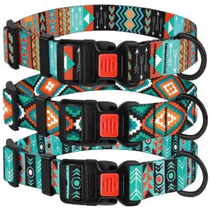 Comfortable Adjustable Tribal Pattern Nylon Dog Collar with Quick Release Buckle for Dogs