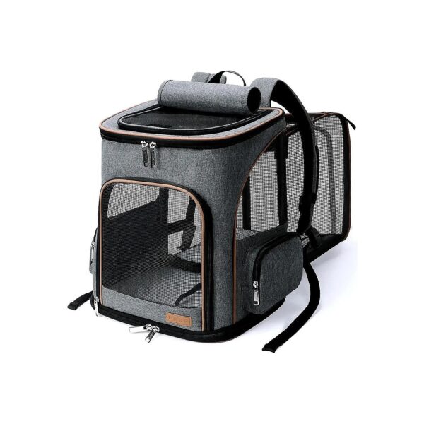 Comfortable Airline Approved Pet Backpack for Small Cats and Dogs Grey