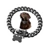 Comfortable Black Stainless Steel Dog Chain Collar with 18K Gold Plating and ID Tag