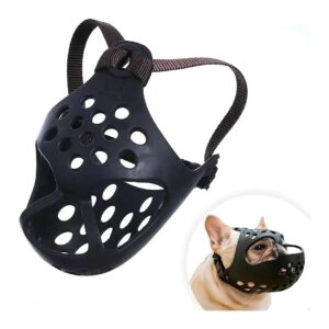 Comfortable Breathable Dog Muzzle for Pugs Shih Tzus and Bulldogs Black Silicone Mask