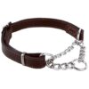 Comfortable Brown Martingale Collar for Small to Medium Dogs with Stainless Steel Chain