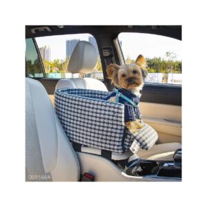 Comfortable Car Booster Seat for Small Pets with Armrest and Safety Tethers