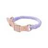 Comfortable Cotton Dog Collar with Braided Purple Rope Leash and Adjustable Hook Clasp