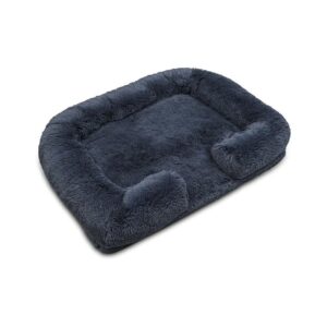 Comfortable Curved Sofa Dog Bed with Memory Foam and Removable Bed Cover Dark Grey