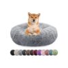 Comfortable Dog Bed for Medium Dogs, 32in, Light Grey, Faux Fur & Polyester