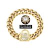 Comfortable Dog Chain Collar with Gold Cuban Link Chain and Zirconia Buckle