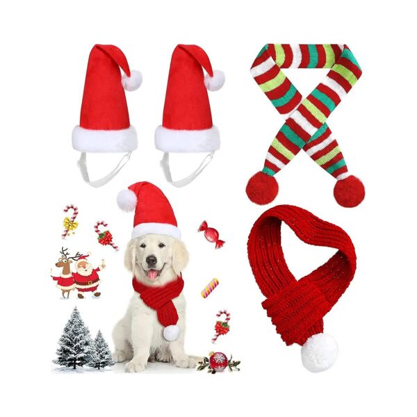 Comfortable Dog Christmas Santa Hat and Scarf Set for Small Medium Large Dogs Medium Size