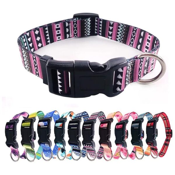 Comfortable Dog Collars with Bohemian Purple Patterns Quick Release Buckle for Small Dogs