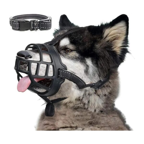 Comfortable Dog Muzzle for Panting and Drinking with Training Guide Included