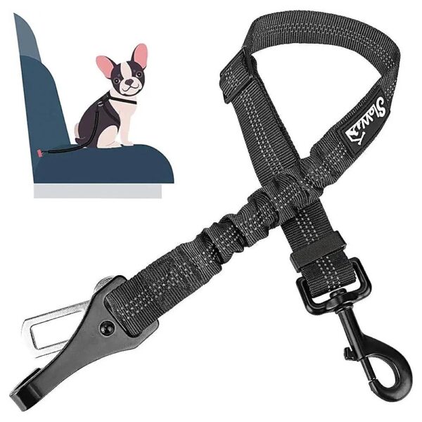 Comfortable Dog Seat Belt with Reflective Nylon Belt and Elastic Buffer