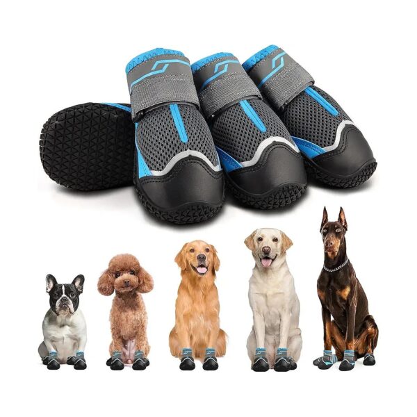 Comfortable Dog Shoes for Winter and Summer - Anti-Slip Sole for Large Dogs - Grey 4PCS