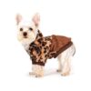 Comfortable Dog Sweater with Hood, Leopard Pattern, Size Large for Small Dogs