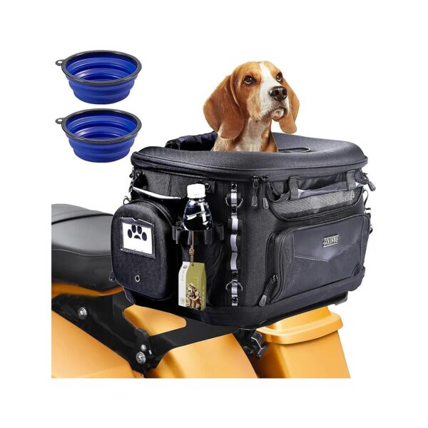 Comfortable Dog Travel Carrier for Motorcycle or ATV with Luggage Rack and Passenger Seat