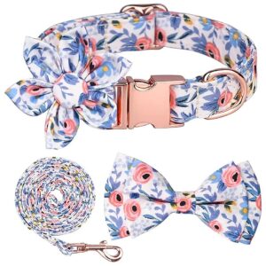 Comfortable Floral Patterned Dog Collar and Leash Set