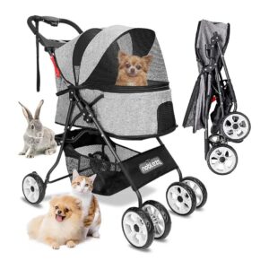 Comfortable Folding Dog Stroller for Small to Medium-Sized Pets up to 33 Pounds