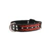 Comfortable Genuine Leather Braided Studded Dog Collar Black Red 22-27