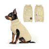 Comfortable Knitted Dog Sweaters with Leash Hole Small Dogs Beige Soft Textured Sweaters