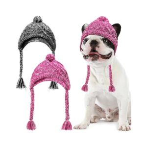 Comfortable Knitted Dog Winter Hats for Cats and Dogs in Medium Size