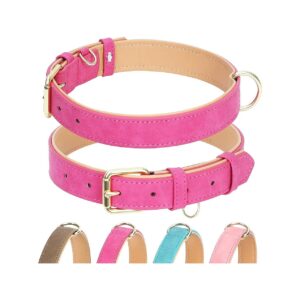 Comfortable Leather Dog Collar for Medium Dogs with Gold Buckle and Padded Softness