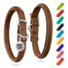 Comfortable Leather Dog Collars for Small Medium and Large Dogs with Soft Padded Necks