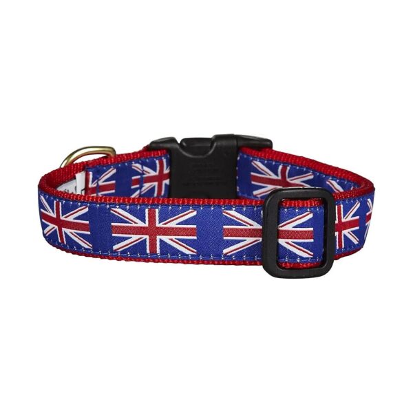 Comfortable Matching Nylon Union Jack Dog Collar with Brass Size S