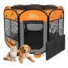 Comfortable Medium Size Orange Pop Up Kennel Playpen for Small Medium Dogs Cats Rabbits