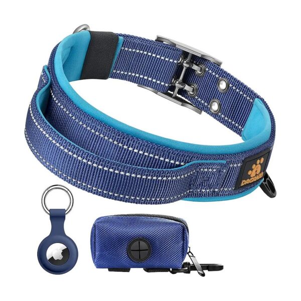 Comfortable Nylon Dog Collar with Reflective Strip and Adjustable Neoprene Pad for Dogs