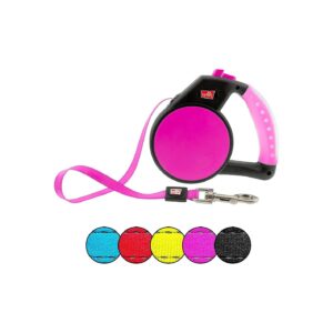 Comfortable Pink Gel Handle Retractable Leash for Active Small Dogs