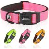 Comfortable Pink Nylon Dog Collar with Mesh Padding and Reflective Color Stitching