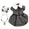 Comfortable Polyester Dog Princess Dress with Pearl Necklace and Floral Bow