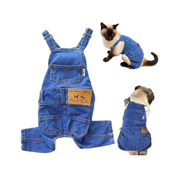 Comfortable Puppy Clothing for Small to Medium-Sized Dogs and Cats in Soft Cotton Denim