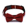 Comfortable Quick Release Dog Collar with Detachable Bowtie and Red-Black Plaid Pattern