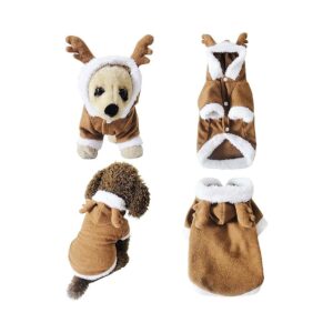 Comfortable Reindeer Pet Costume, Reindeer Hoodie and Tail, Soft and Plush Material