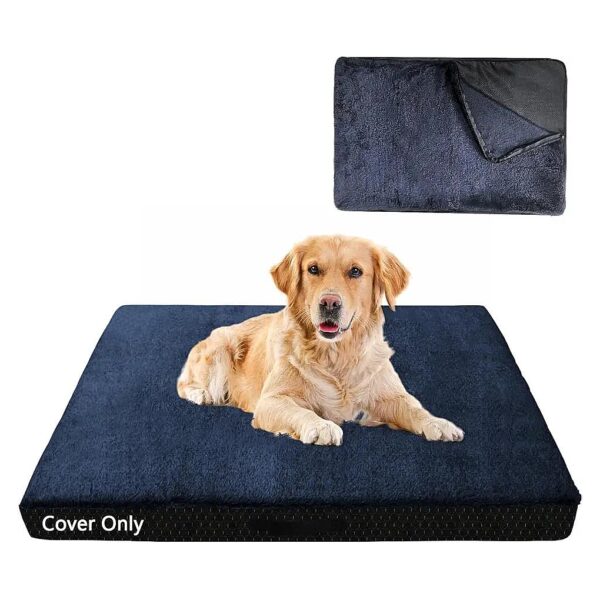 Comfortable Replacement Dog Bed Cover with Soft Plush Top and Durable Oxford Fabric Sides