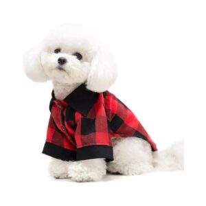 Comfortable Small Red Buffalo Plaid Dog Shirt with Four Snaps for Adjustable Fit