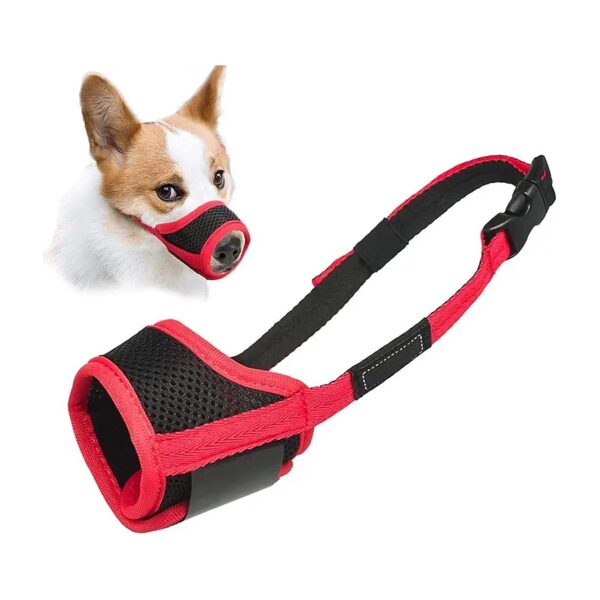 Comfortable Soft Fabric Muzzle for Small Medium Large Dogs Red Trim XS Adjustable Strap