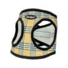 Comfortable Tan Plaid Soft Mesh Step-in Dog Harness for Small-Medium Pets