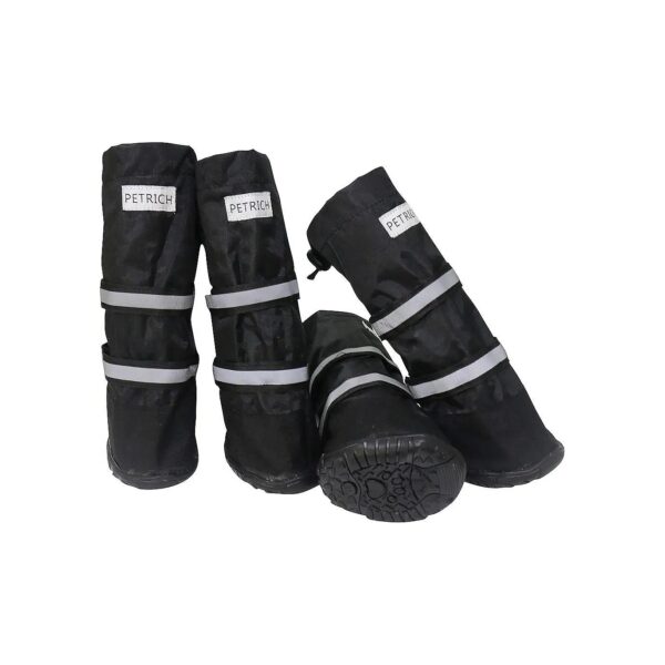 Comfortable Velvety Lined Dog Boots for Winter and Snow with Reflective Trim